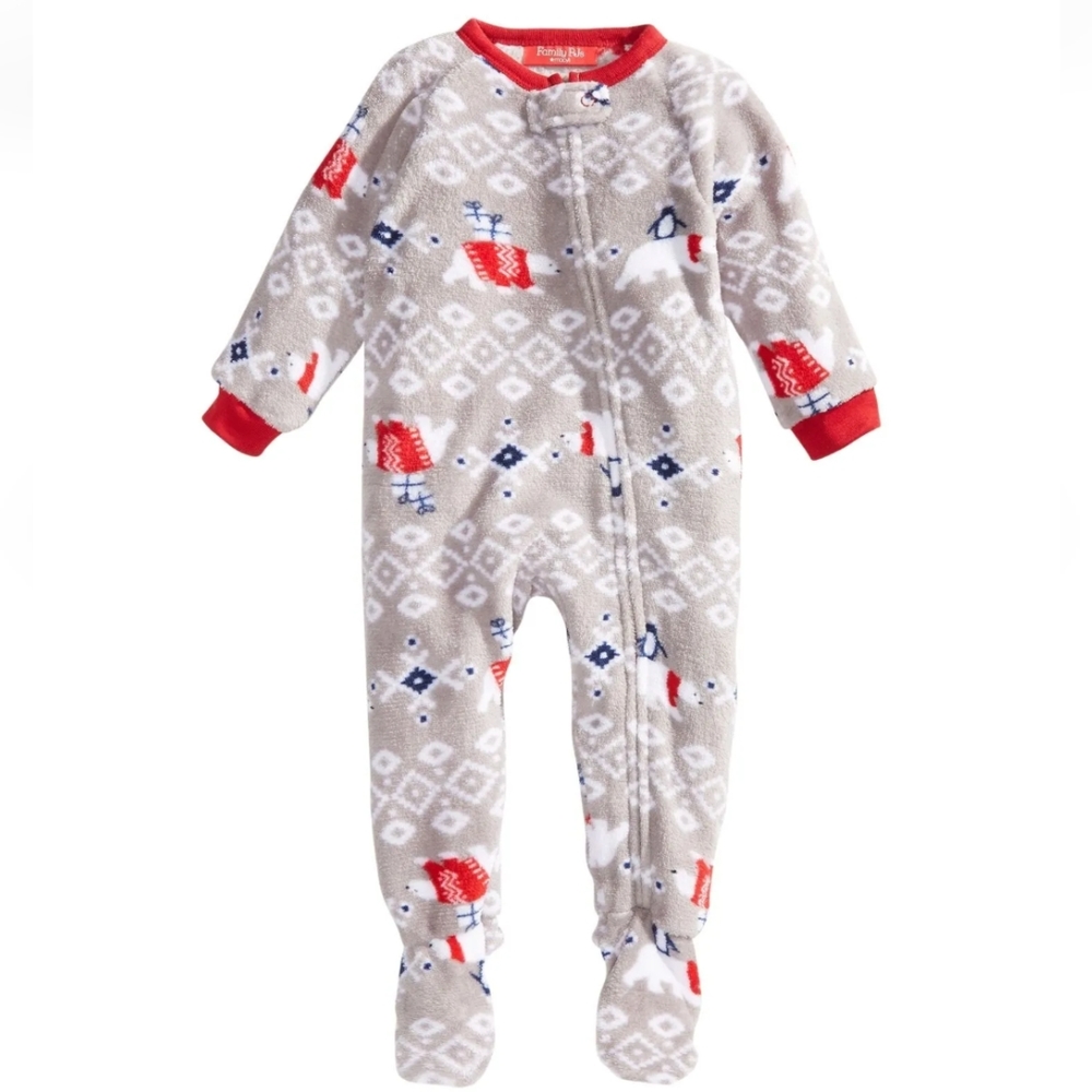 Family PJs Macy's Baby Polar Bear and Penguin Winter Footed Fleece Pajamas …